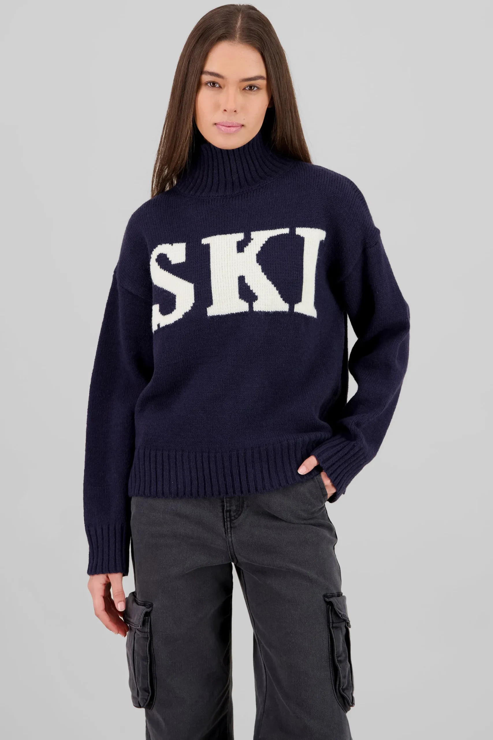 Shasa Printed High Neck Knit Sweater