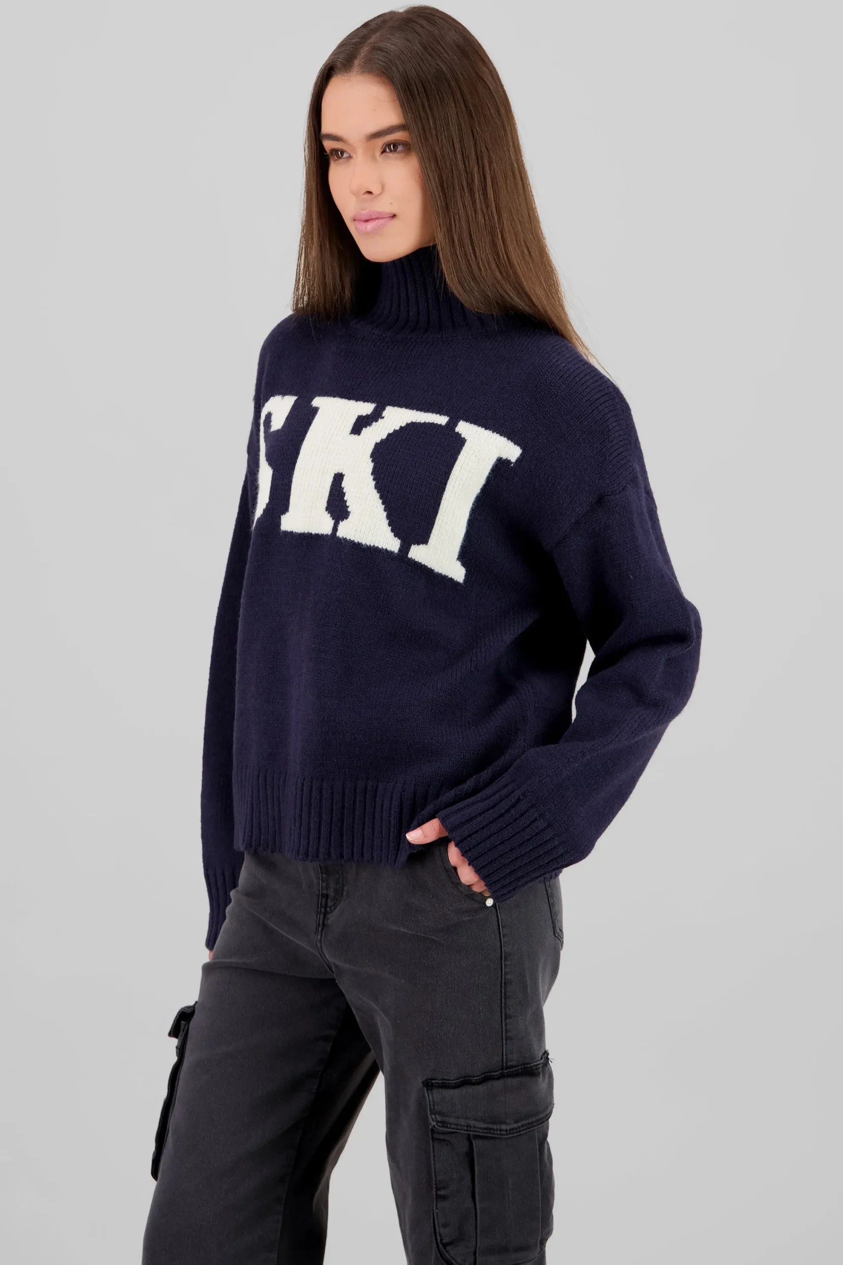 Shasa Printed High Neck Knit Sweater