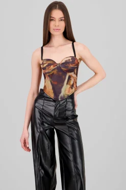 Shasa Printed Mesh Corset