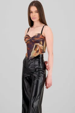 Shasa Printed Mesh Corset