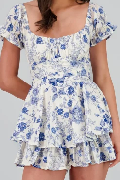 Shasa Printed Ruffled Romper