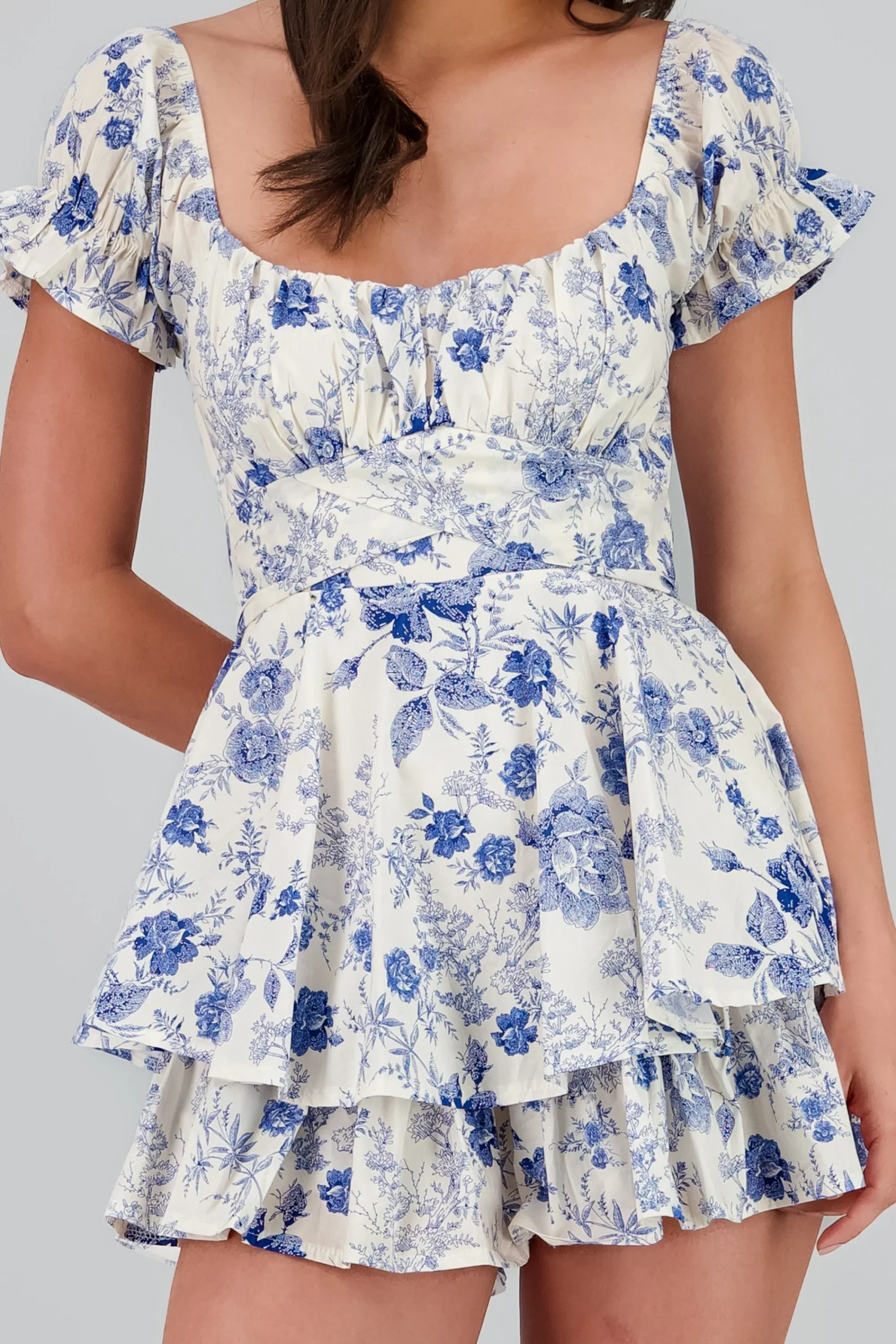 Shasa Printed Ruffled Romper