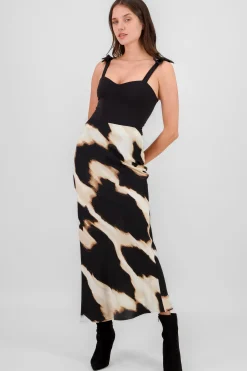 Shasa Printed Satin Maxi Skirt