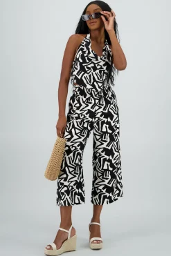 Shasa Printed Wide Leg Pants with Elastic Waistband