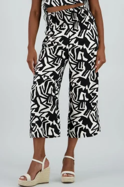 Shasa Printed Wide Leg Pants with Elastic Waistband