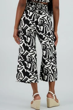 Shasa Printed Wide Leg Pants with Elastic Waistband