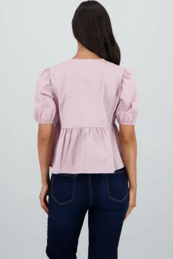Shasa Puff Sleeve Blouse With Bow Detail