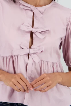 Shasa Puff Sleeve Blouse With Bow Detail