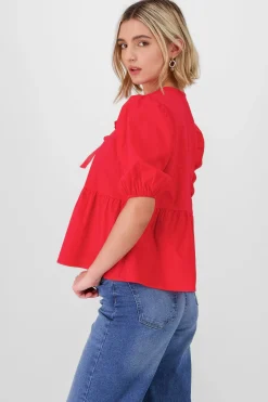 Shasa Puff Sleeve Blouse With Bow Detail