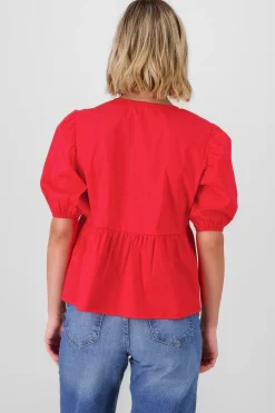 Shasa Puff Sleeve Blouse With Bow Detail