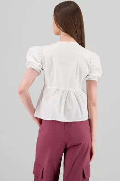 Shasa Puff Sleeve Blouse With Bow Detail