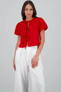 Shasa Puff Sleeve Blouse with Bows