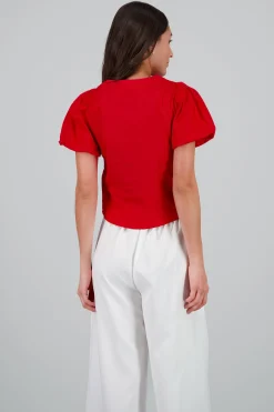 Shasa Puff Sleeve Blouse with Bows