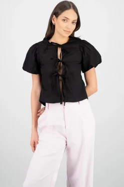 Shasa Puff Sleeve Blouse with Bows