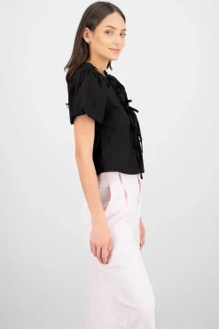 Shasa Puff Sleeve Blouse with Bows
