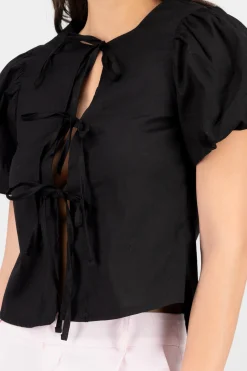 Shasa Puff Sleeve Blouse with Bows