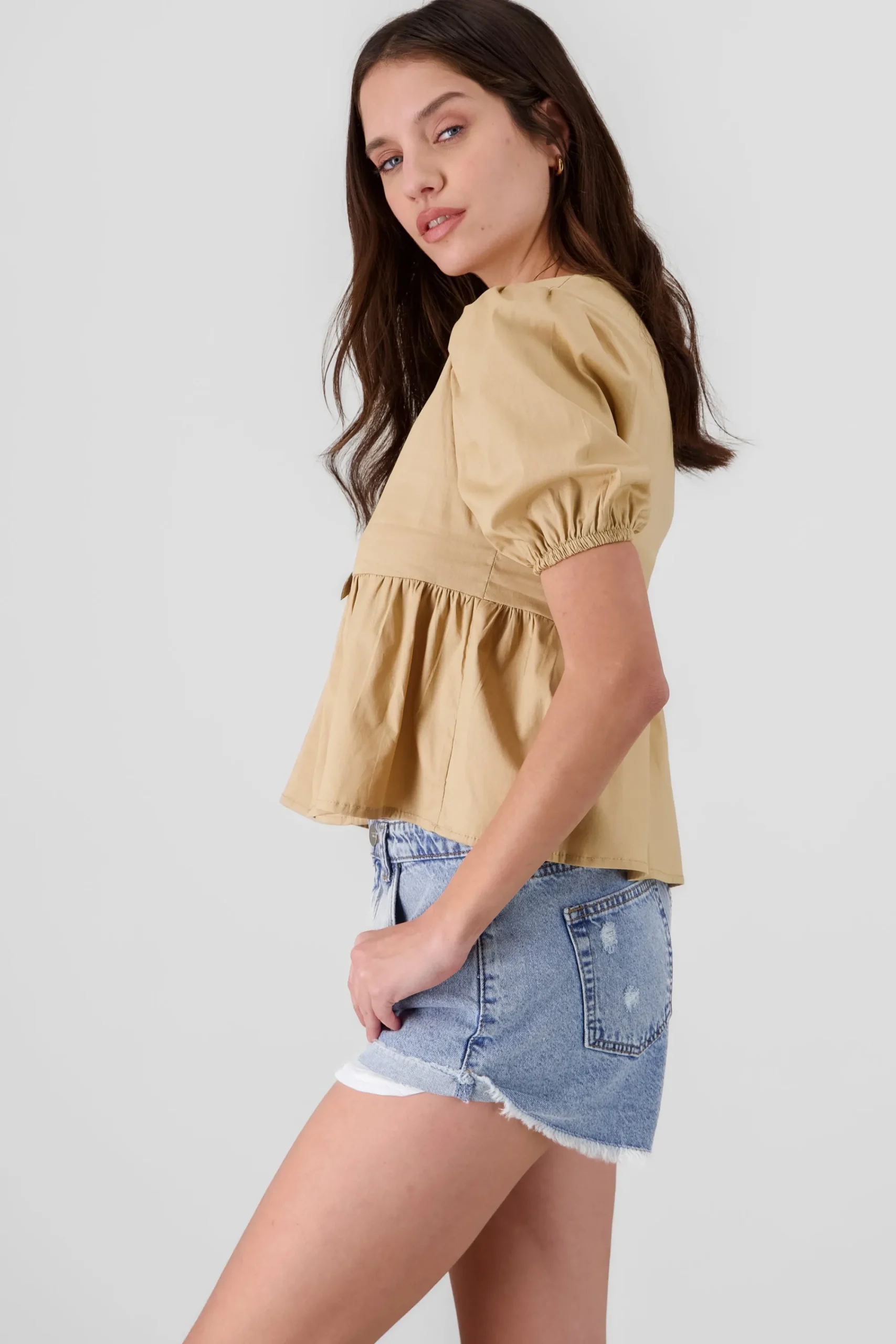 Shasa Puff Sleeve Blouse With Bow Detail