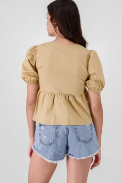 Shasa Puff Sleeve Blouse With Bow Detail