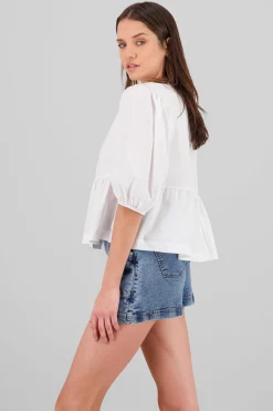 Shasa Puff Sleeve Bow Blouse