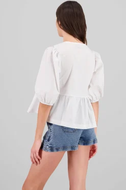Shasa Puff Sleeve Bow Blouse