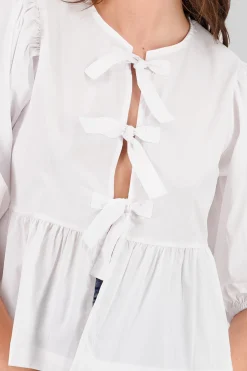 Shasa Puff Sleeve Bow Blouse