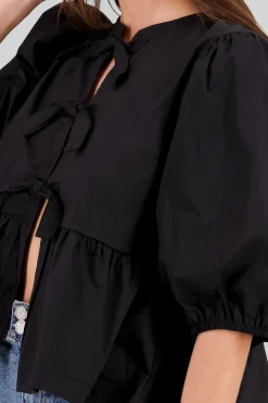 Shasa Puff Sleeve Bow Blouse