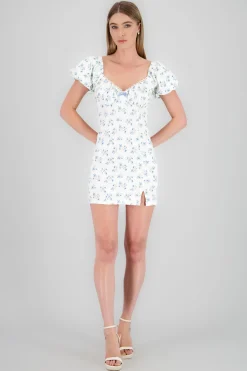 Shasa Puff Sleeve Floral Mini Dress