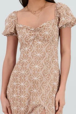 Shasa Puff Sleeves Midi Dress