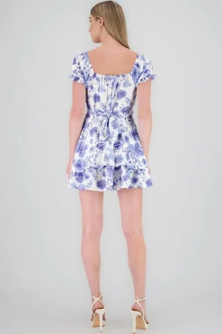 Shasa Puff Sleeves Mini Dress with Ruffle Details