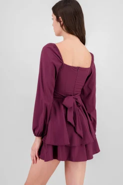Shasa Puff Sleeves Solid Romper