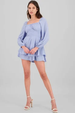 Shasa Puff Sleeves Solid Romper