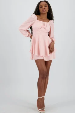 Shasa Puff Sleeves Solid Romper