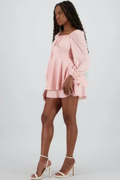 Shasa Puff Sleeves Solid Romper