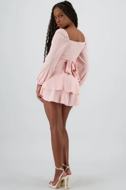Shasa Puff Sleeves Solid Romper