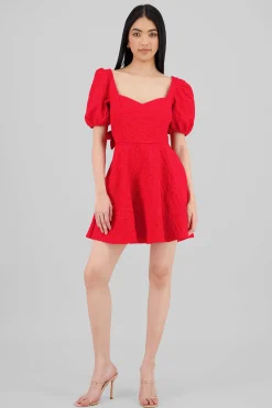 Shasa Puffed Sleeve Sweetheart Neckline Mini Dress