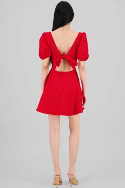 Shasa Puffed Sleeve Sweetheart Neckline Mini Dress