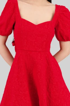 Shasa Puffed Sleeve Sweetheart Neckline Mini Dress