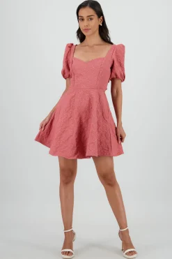Shasa Puffed Sleeve Sweetheart Neckline Mini Dress