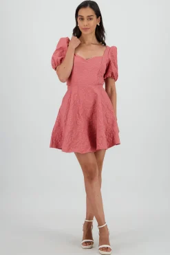 Shasa Puffed Sleeve Sweetheart Neckline Mini Dress