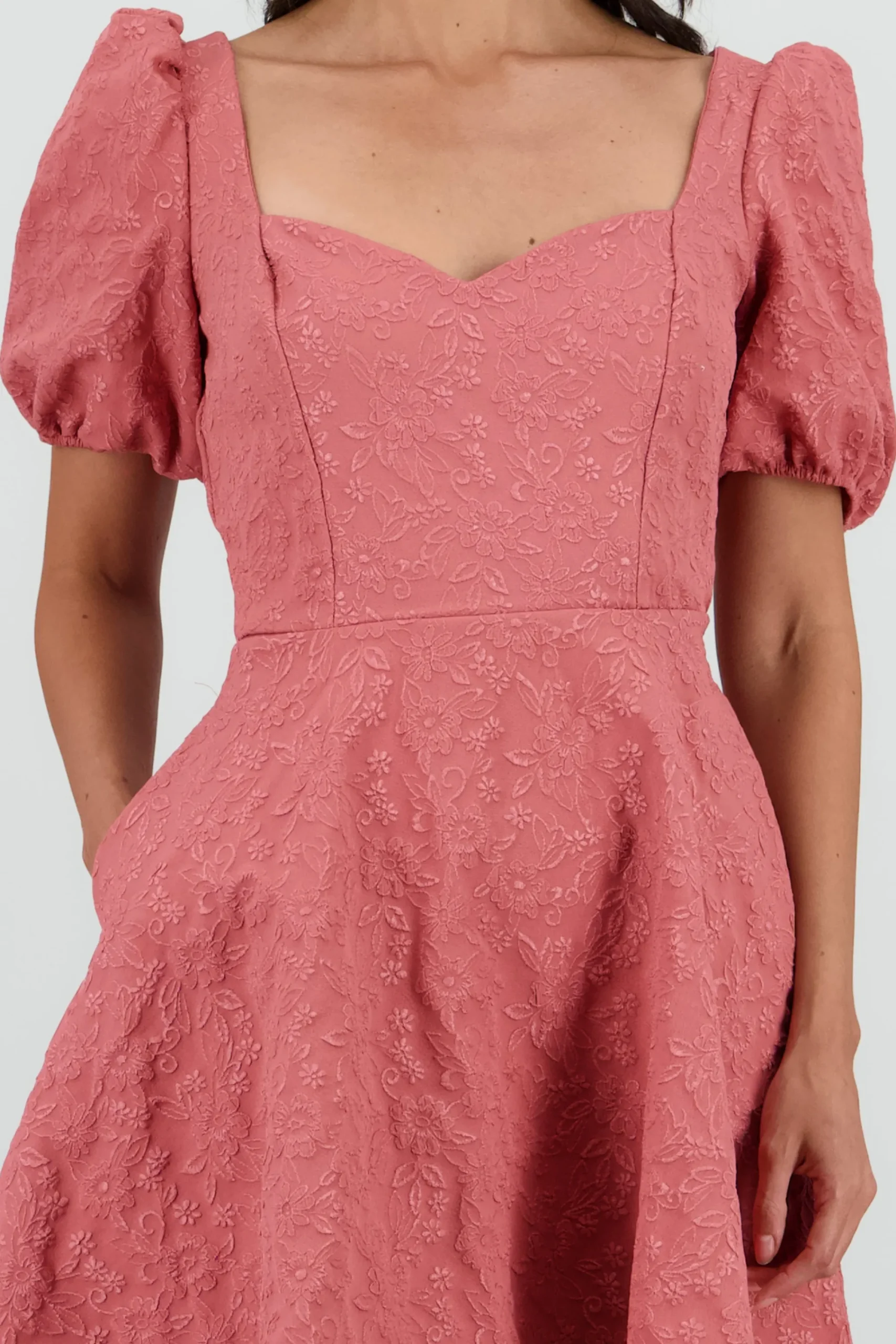 Shasa Puffed Sleeve Sweetheart Neckline Mini Dress