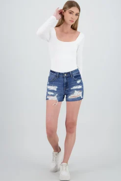 Shasa Raw Hem Destruction Shorts