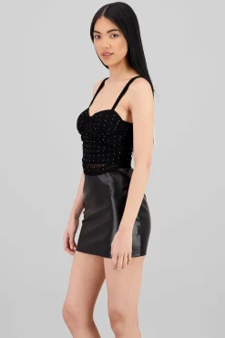 Shasa Rhinestones Mesh Top