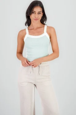 Shasa Ribbed Contrast Strap Top