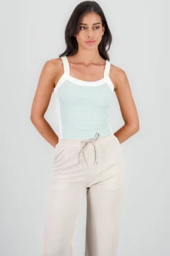 Shasa Ribbed Contrast Strap Top