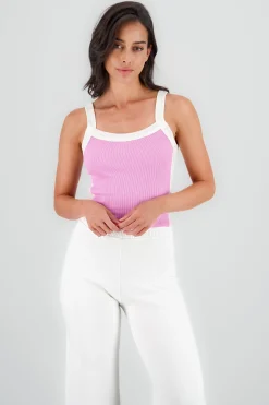 Shasa Ribbed Contrast Strap Top