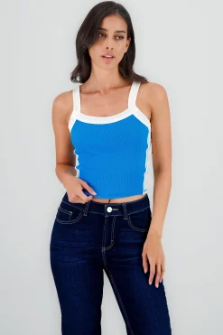 Shasa Ribbed Contrast Strap Top