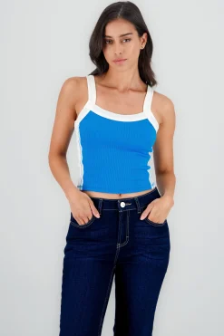 Shasa Ribbed Contrast Strap Top
