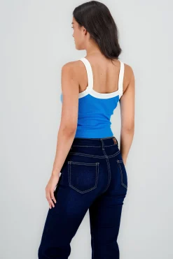 Shasa Ribbed Contrast Strap Top