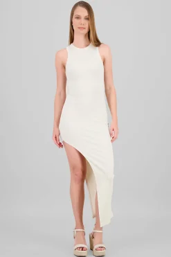 Shasa Ribbed Dress With Leg Slit