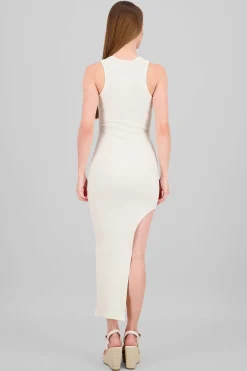Shasa Ribbed Dress With Leg Slit